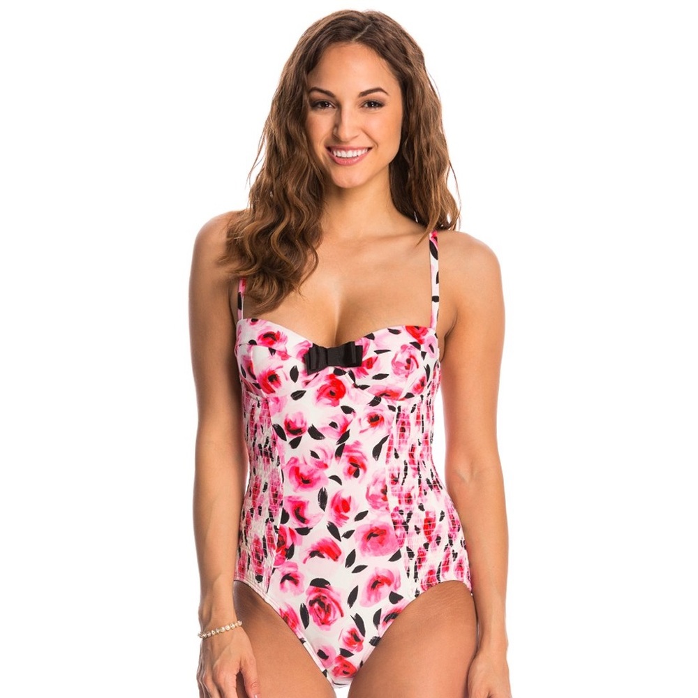 KateSpade bay of roses underwire smocked one piece